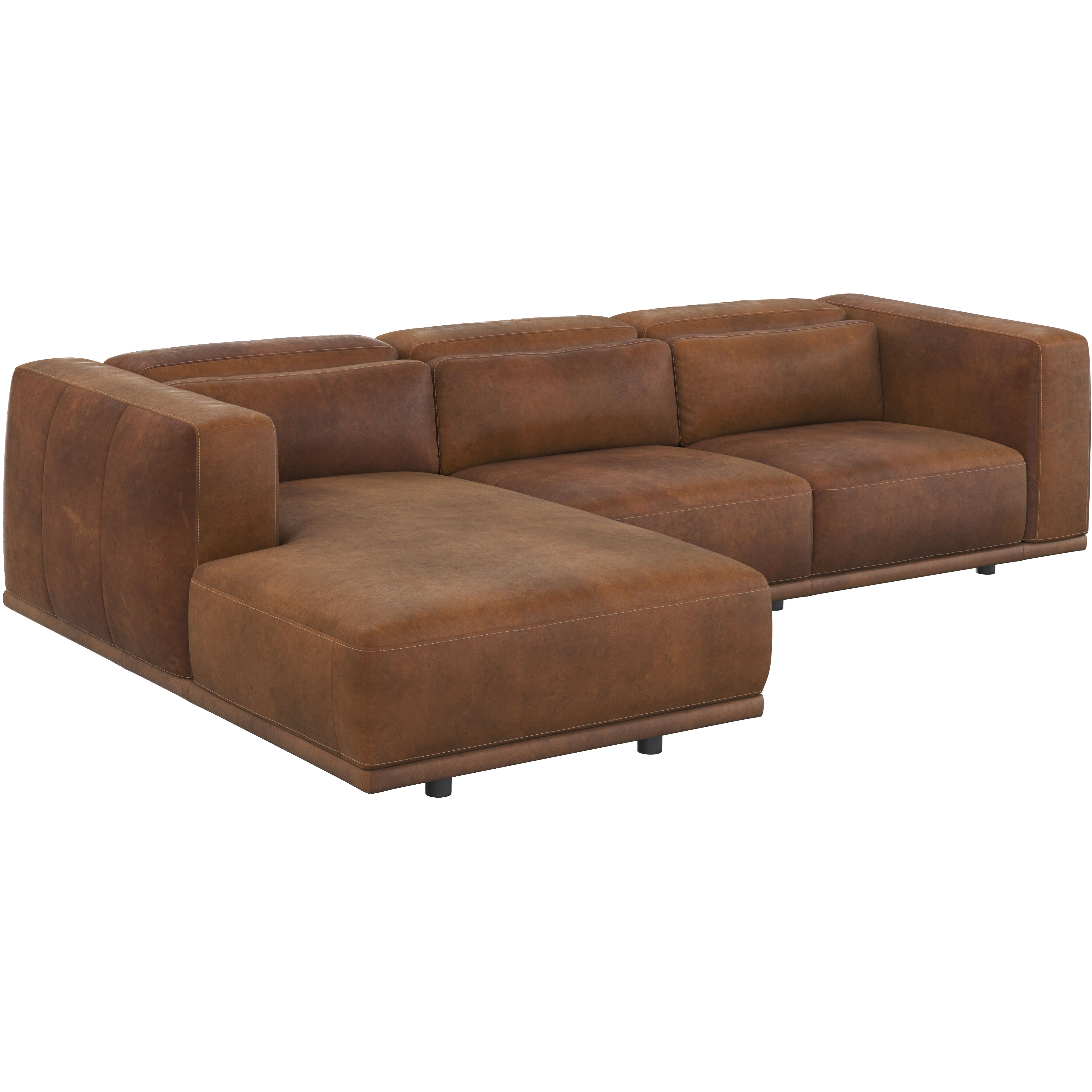 Beau Lucia Tobacco Leather Sofa Chaise